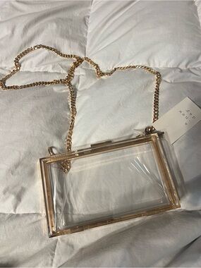 a new day Clear Crossbody Bag with Gold Chain